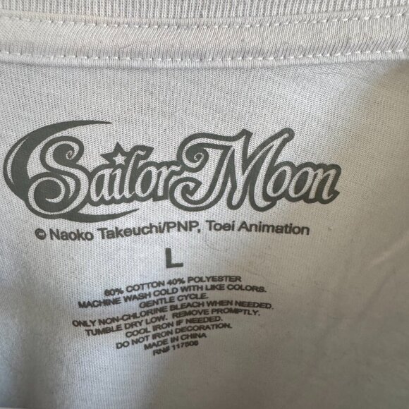 Vintage 90s Sailor Moon Anime T-Shirt Tee White Size L Toei Animation J10432- - Picture 2 of 3